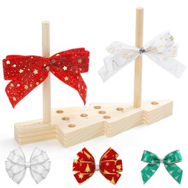 Karsspor Bow Maker for Ribbon, Christmas Wooden Wreaths Bow Making Tool for Creating Gift Bows, Bow Make for Crafts, Holiday, Party Decoration, Hair Bows (with Instructions)