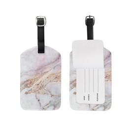 Cooper girl Marble Texture Luggage Tag Travel ID Label Leather for Baggage Suitcase 1 Piece