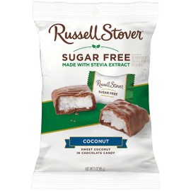 Russell Stover Sugar Free Coconut with Stevia – Sweet Coconut in Chocolate Candy, 3 oz. Bag (pack of 12)