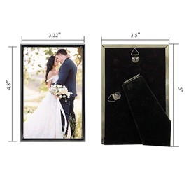 decanit Black Metal Thin Edge 3.5x5 Picture Frames, Black Thin Profile Photo Frames 3.5 by 5 Inch,Wall Mount or Tabletop