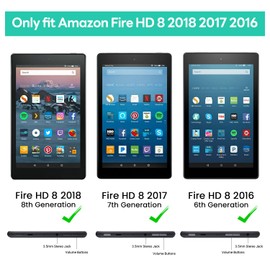 Merocab Kids Case for Kindle Fire HD 8 Tablet 8th/7th/6th Generation (2018/2017/2016 Release), Soft Flexible Lightweight Shockproof Durable with Handle Stand, Blue