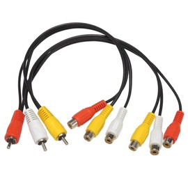 KAUMO 2 Branch AV Cable RCA Red White Yellow (3 Pin Male) to RCA Red White Yellow (3 Pin Female) x 2 11.8 inches (30 cm)