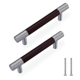 TRUSTMI Cabinet Pulls 10 Packs 4-Inch Hole Center Splined Solid Metal Bathroom Kitchen Furniture Hardware Vanity Drawer Handles, Brushed Nickel and Bronze