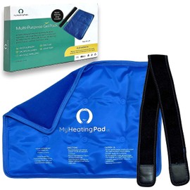 Rectangle Gel Pad for Arm, Leg, Knee, and Back - 15''x11'' Reusable Gel Ice Pack with Elastic Fastener for Hands-Free Application - Cold Packs for Post-Surgery or Sport Injuries - 1 Pack Blue