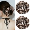 PUSCOBSY Leopard Print Hair Scrunchies for Women, Fabric Hair Bobbles