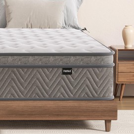 Hotkid,Queen Mattress,10 Inch Hybrid Queen Size Mattresses in a Box,Medium Firm Mattress with Comfortable High Density Foam and Individual Pocket Spring for Motion Isolation
