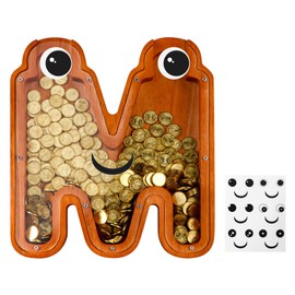 Money Box Saving Box Piggy Bank Reusable Alphabet Money Box Wooden Money Box Money Box for Adults and Children