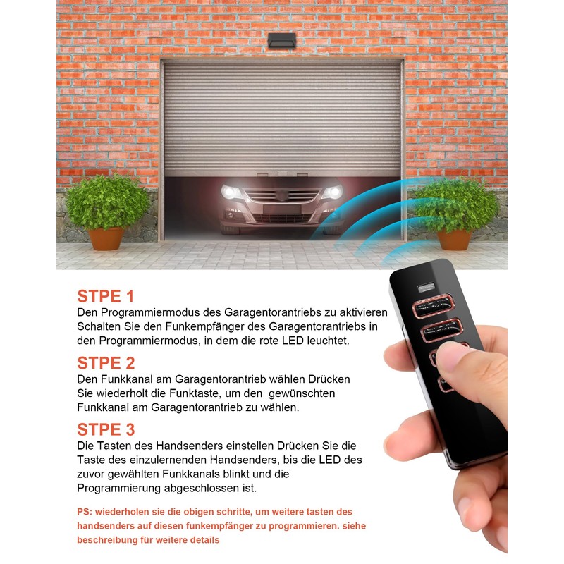 868 MHz Remote Control for Summer 4018V000, 4 Commands for