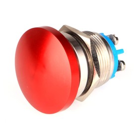 Guuzi 19 mm 3 V/6 V/12 V/24 V/48 V/110 V/220 V Momentary Push Button Metal Mushroom Head Round Start Button, 1 NO Contact On/Off Self-Resetting Curved Screw Clamp (Red)