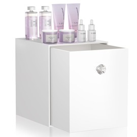 Delamu Acrylic Organizers, Stackable Clear Storage Drawers for clean skin club face towels, Bathroom Vanity & Dresser Holder, Dustproof & Multipurpose for Makeup, Skincare, Gift for Women,White