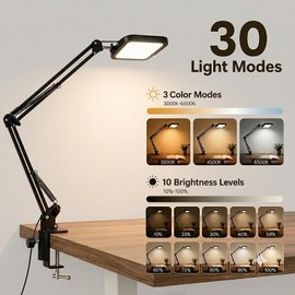 Eye-Caring Desk Lamp for Computer Video Calls with Adjustable Swing Arm