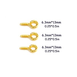 300 Pcs 6.5 x 13 mm Gold Small Screw Eye Pins, Eye pins Hooks, Mini Screw Eye Pin Peg for Jewelry Making Arts and Crafts Projects