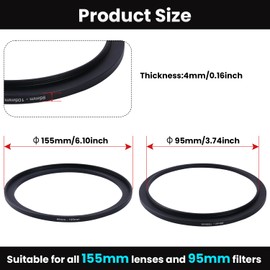 Metal Step Up Ring Filter Adapter - 95mm to 105mm - Metal Ring Step Up Rings Adapter Filter Compatible with All 105mm UV, CPL, ND, Lens Hood, Threaded Lens ect