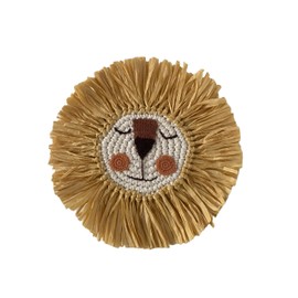 Resin & Reed Boho Lion Wall Hanging, 12 inch Yarn and Paper Straw Wall Art with Hanging Hook