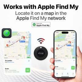 Bluetooth Tracking Tag with Leather Keychain, MFi Certified Key Finder Locator, Luggage Tracker, Works with Find My App iOS Only, Item Finder for Car Keys, Bags, Backpacks, 3-Pack