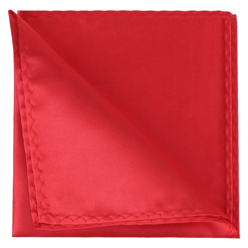 Elerevyo Men's Folding Handkerchief Silk Shiny Solid Pocket Square, red