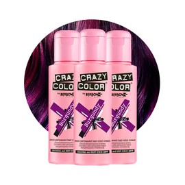 Crazy Color Vibrant Burgundy Semi-Permanent Trio Hair Dye. Highly Pigmented Purple Wine Conditioning & Oil Nourishing Vegan Formula | No Bleach or Ammonia | 300ml