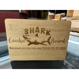 Genuine Bamboo Engraved Funny Shark Coochie Cutting Board  Brand New