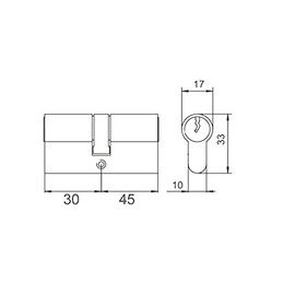 Brass Profile Cylinder with 3 Keys 30 / 45 mm