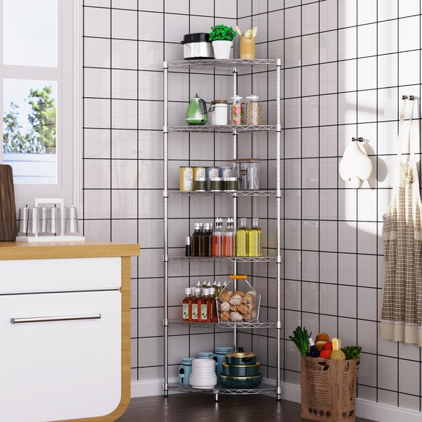 Fulocseny 6 Tier NSF Storage Rack, 420lbs Capacity Metal Sector