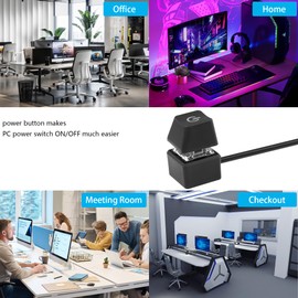 SinLoon Desktop Switch Desktop Computer Power Switch External Remote Start Computer Motherboard Power Switch Button Extension Cord with LED Light