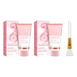 2pcs Collagen Night Wrapping Mask, Mejora La Elasticidad                                                                                              