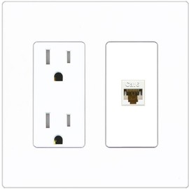 RiteAV 1 Port Cat6 Ethernet Wall Plate Female-Female - Tamper-Resistant Outlet [Screwless White]
