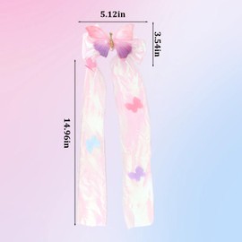 Norbiariz 2 Pack Cute Bows Colorful Butterfly Ribbon Hair Clips Large Hair Accessories for Girls Birthday Decorations Tiara for Women