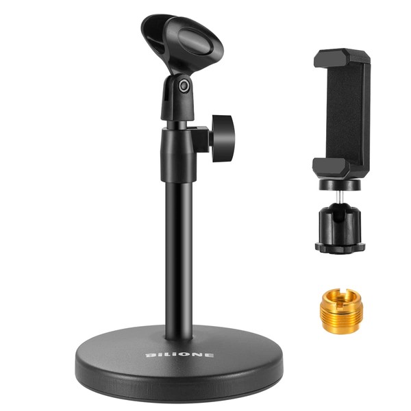 BILIONE 3 in 1 Multi-Function Desktop Microphone Stand, Adjustable Table