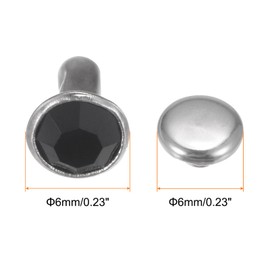 QUARKZMAN Pack of 100 Crystal Rivets 6 mm Rhinestone Rivets Quick Rivets for Clothing Leather Crafts Fabric Crafts Decoration Leather Craft DIY Leather Crafts, Black