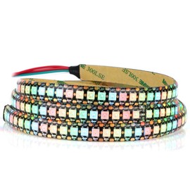 RGB LED Strip WS2812B 3.3 Feet 144 Pixels/m Flexible Black PCB Dream Colour Strip IP65 Waterproof DIY Project (5V)