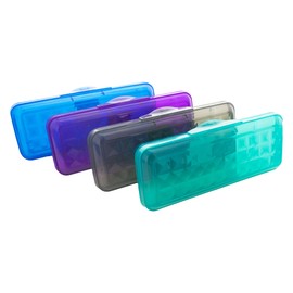 BAZIC Plastic Pencil Case 8" Storage Box, Assorted Color, Hard Pencil Case, Translucent Multi Purpose Organizer, 24-Pack