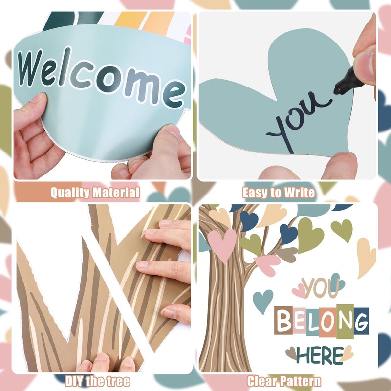 Classroom Tree Bulletin Board Decorations Boho Heart Tree Paper Cutouts
