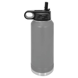 Polar Camel 32 oz Stainless Steel Water Bottle with Flip Top Lid and Straw (Dark Gray)