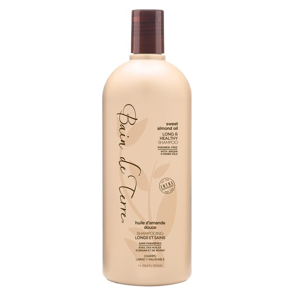 Bain de Terre Long & Healthy Shampoo | Sweet Almond Oil | Long & Growing Hair | Argan & Monoi Oils | Paraben Free | 33.8 Fl Oz