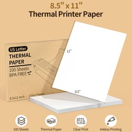 Thermal Printer Paper 8.5 X 11, 100 Sheets Folding Thermal Paper Use for Homework, Contracts and Invoices, US Letter Size Thermal Paper Compatible with JADENS/Itari/M08F/A40Portable