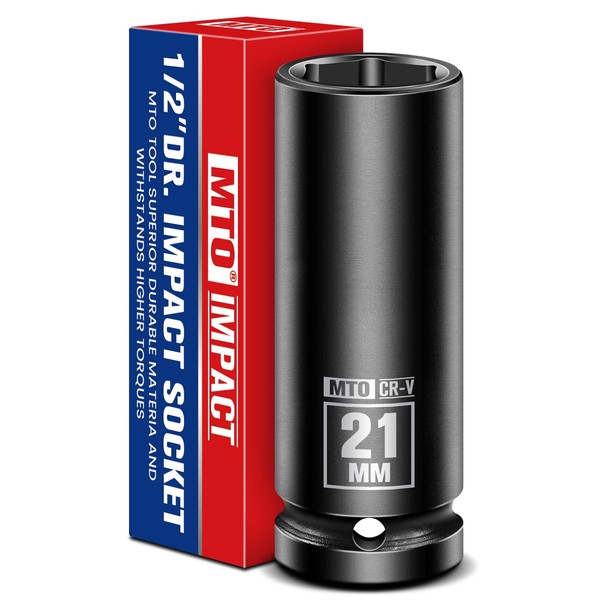 MTO 1/2" Drive 21mm Deep Impact Socket, 6-Point Metric Socket