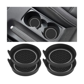 HZEL Car Cup Holder Coasters, 4PCS Non Slip Waterproof Vehicle Water Bottle Pads, Recessed Automotive Interior Drink Mat Decoration Accessories, Universal for SUV Sedan Truck (Gray/Black)