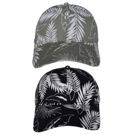 AOSMI 2 Pack Fashion Cute Floral Print Baseball Hats, Strapback Adjustable Wild Flower Leaf Hawaiian Beach Casual Outdoor Ball Caps for Men Women