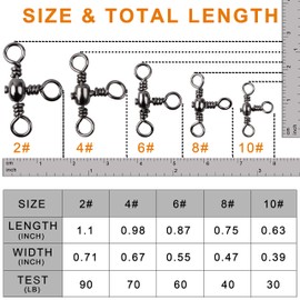 3 Way Cross-Line Barrel Fishing Swivels Set - 120PCS Brass T-Shape Triple Swivel Connector Fast Rolling Swivels Tackle Accessories Test 30-90 lbs