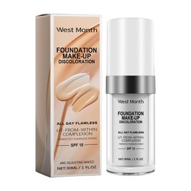 Telidif Colour Changing Foundation 30mL, Universal Shade, SPF 15, Long Lasting Waterproof Moisturizing Foundation for All Skin Types, Flawless Coverage, Colour Adjusting for Aging Skin