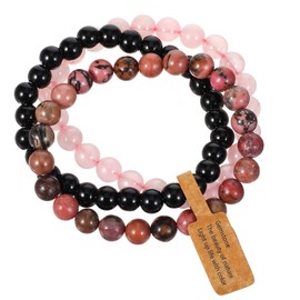 Mabor Beaded Bracelets For Women, 3 PCS Healing Bracelets for Women 8mm Natural Stone Beaded Stretch Bracelet Round Beads Adjustable Stretch Crystal Bracelets Amethyst Jewelry Gifts