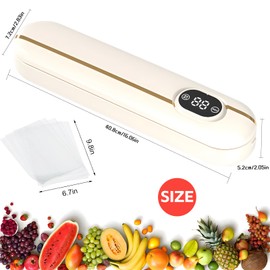 Vacuum Sealer, Automatic Food Sealer, 28 cm Long, Multifunctional Vacuum Sealer, Vacuum Machine for Dry and Moist Food, with 10 Vacuum Bags