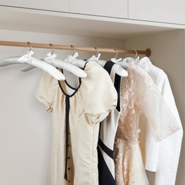 HOUSE DAY Satin Padded Hangers 10 Pack 17 Inch No Shoulder Bump for Women Clothes Bridal Hangers for Wedding Dress（White ）