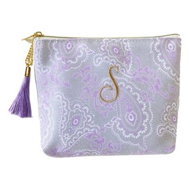 Global Arrow Paisley Initial Tissue Pouch, PU/S, Accessory Holder, Tassel Included, Compact, H 4.3 x W 5.9 x D 1.2 inches (11 x 15 x 3 cm)