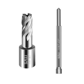 SALI Annular Cutter Diameter 1/2 Inch with Weldon Shank 3/4" (with 2 Flats) Cutting Depth 1" Mag Drill Bit for Magnetic Drill Press HSS Fully Ground Drill with One 1/4"*3" Pilot Pin