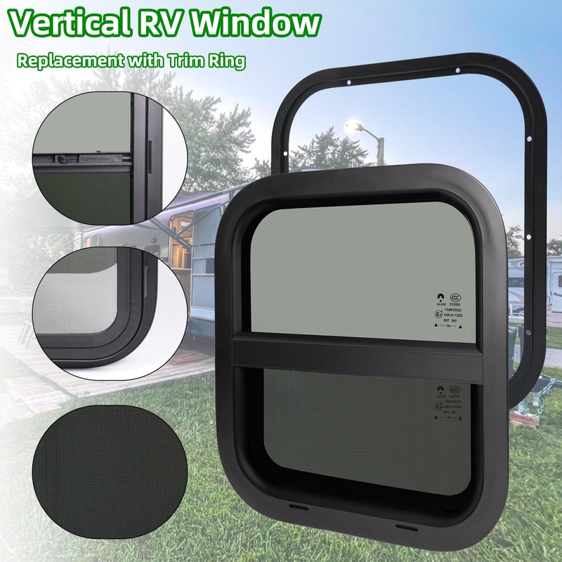NOVINO RV Window for Trailer Camper,Vertical Sliding Replacement RV Window