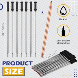 Fuutreo 50 Pcs 4.5-inch Slim Metal Ballpoint Pen Refills Bulk Replaceable Smooth Writing Medium Tip 1 mm Ink Refill for Fancy Boss Wood Pens Office Business Twist Ballpoint Pen(Black Ink)