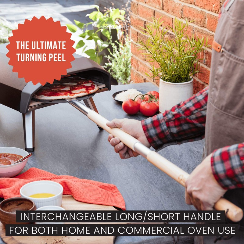 Chef Pomodoro Aluminum Turning Pizza Peel with Detachable Wood Handle