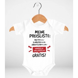MoonWorks® Baby Bodysuit with Saying Funny My Price List Organic Cotton Boys & Girls White 6-12 Months, Price List White